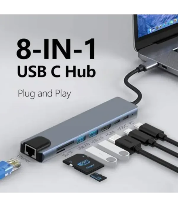 Adaptateur ORCRX 8-en-1_3 Adaptateur USB-C vers HDMI 4K + Ethernet + USB – 8-en-1