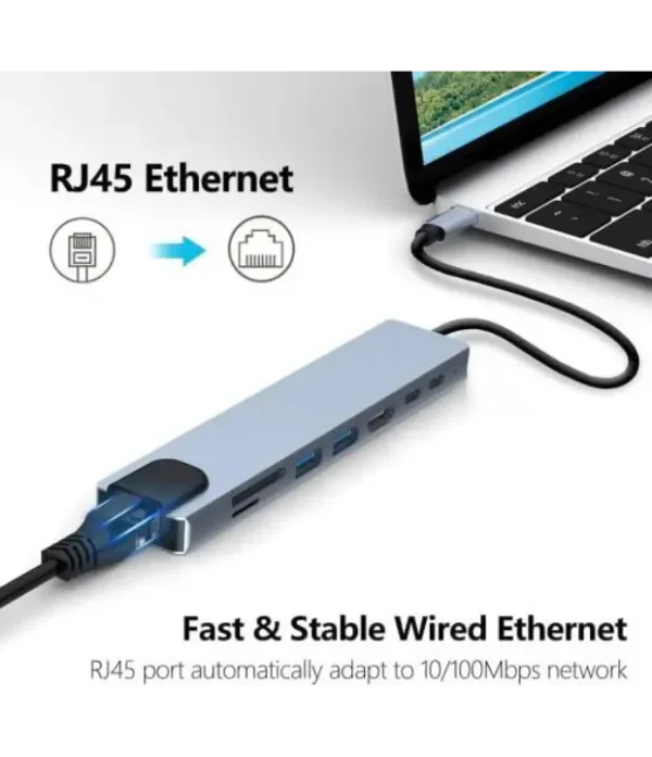 Adaptateur ORCRX 8-en-1_4 Adaptateur USB-C vers HDMI 4K + Ethernet + USB – 8-en-1