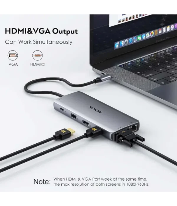 Hub USB-C 11-en-1 Multiport_4 Hub USB-C 11-en-1 Multiport – HDMI, VGA, Ethernet, Audio, USB