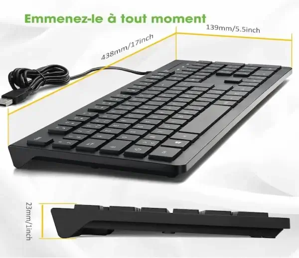 Clavier Informatique AZERTY2 Clavier informatique AZERTY standard noir, conçu pour un confort de frappe optimal et une productivité accrue au bureau, disponible chez BoulevardTech à Bamako.