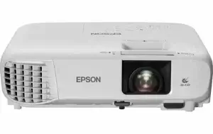 EPSON EB-E10 Vidéoprojecteur EPSON blanc avec sa sacoche de transport noire, idéal pour les présentations professionnelles et le home cinéma à Bamako.