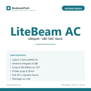 Antenne Ubiquiti LiteBeam AC Gen2 5 GHz 23 dBi à Bamako Antenne Ubiquiti LiteBeam AC Gen2 5 GHz 23 dBi à Bamako
