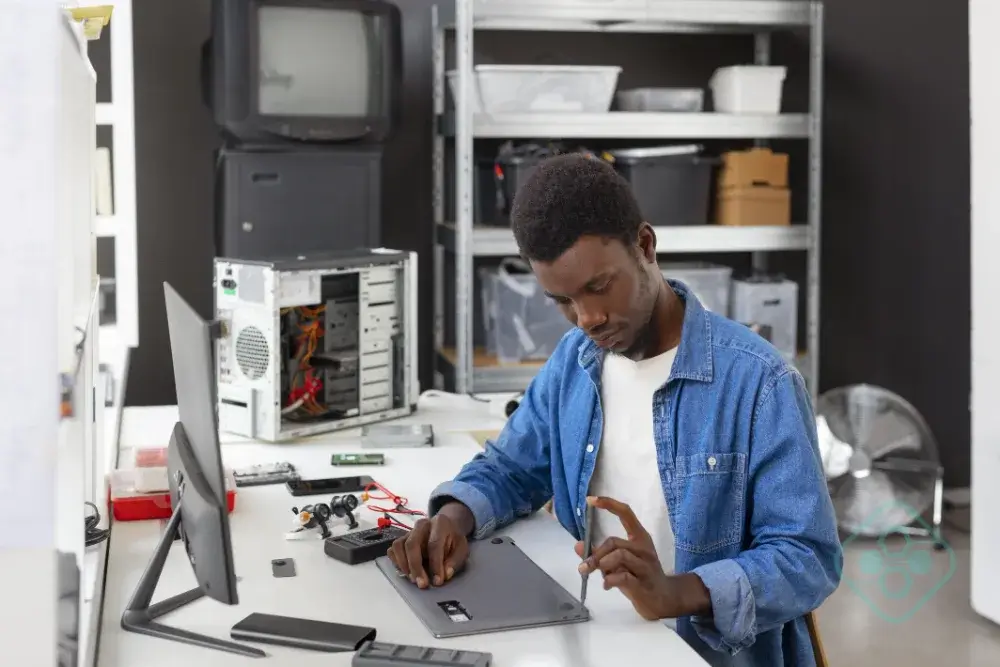 Équipe de techniciens BoulevardTech en intervention réseau au Mali